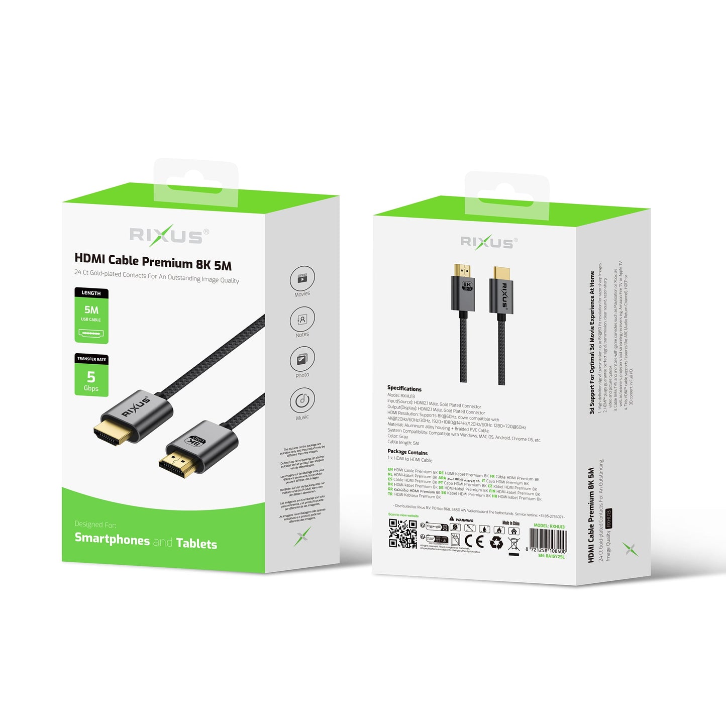 Câble HDMI 8K 5m Gris