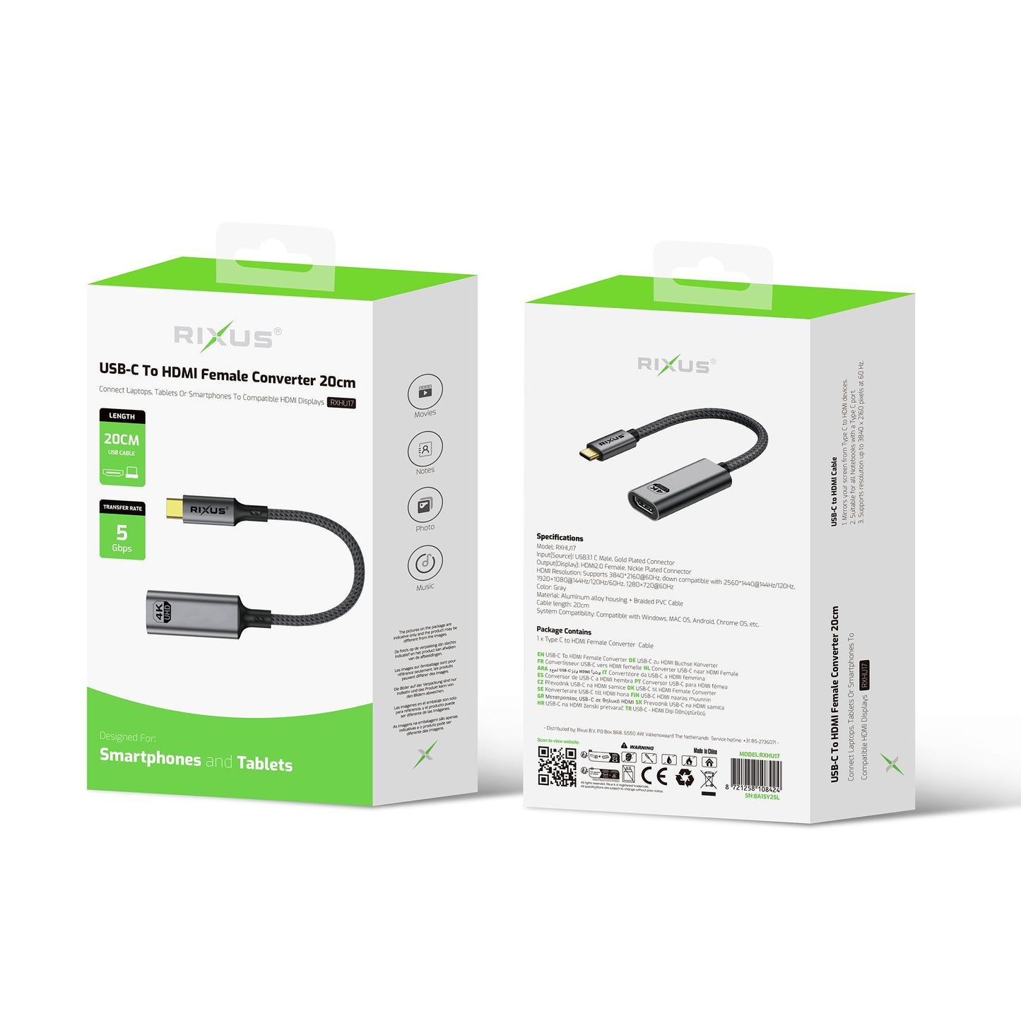 Convertisseur USB-C HDMI Femelle 20cm