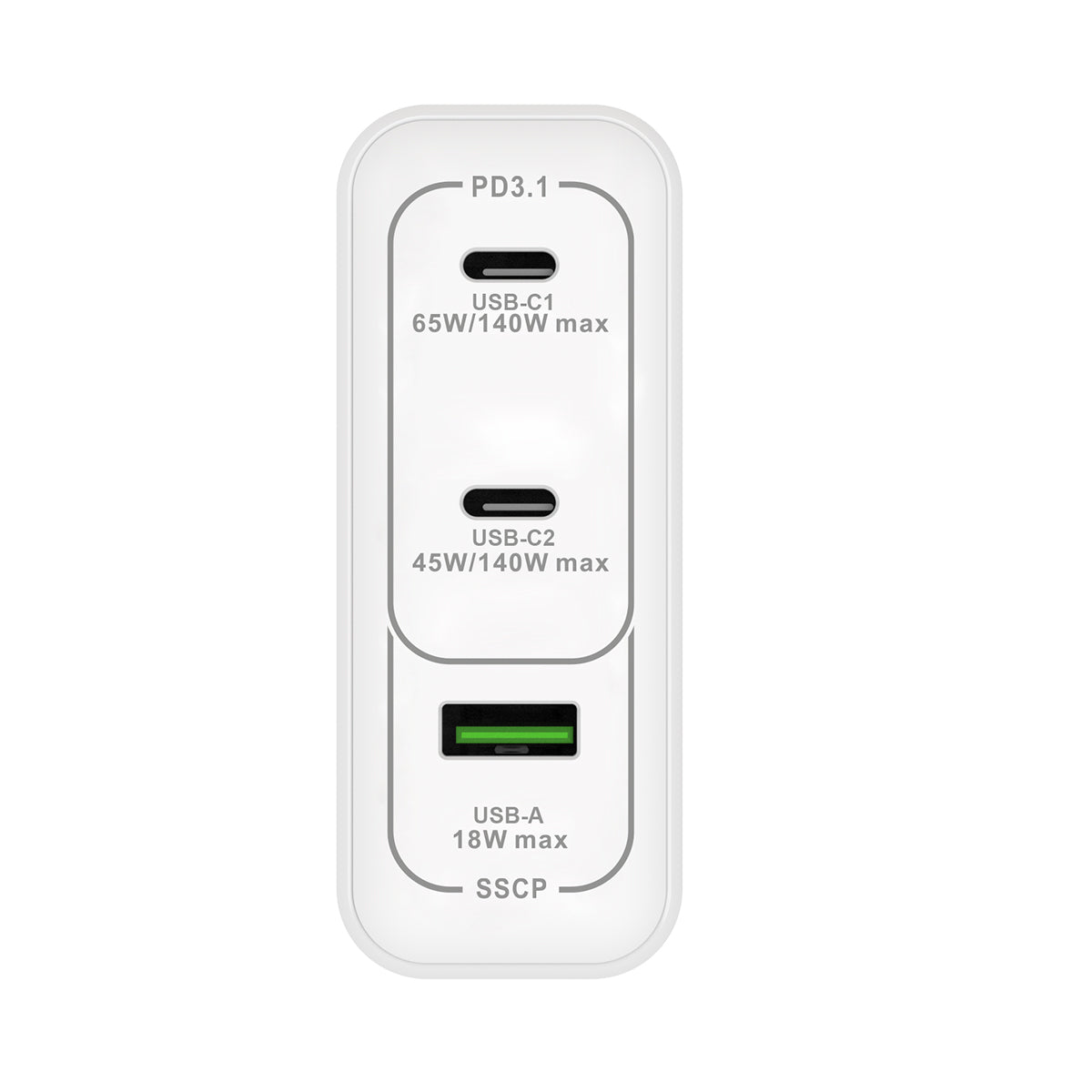 Chargeur GaN 140W – Blanc