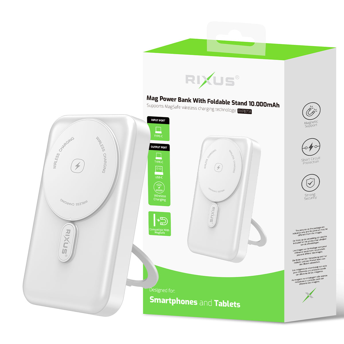 Powerbank MagSafe 10000mAh Support Pliable Blanc