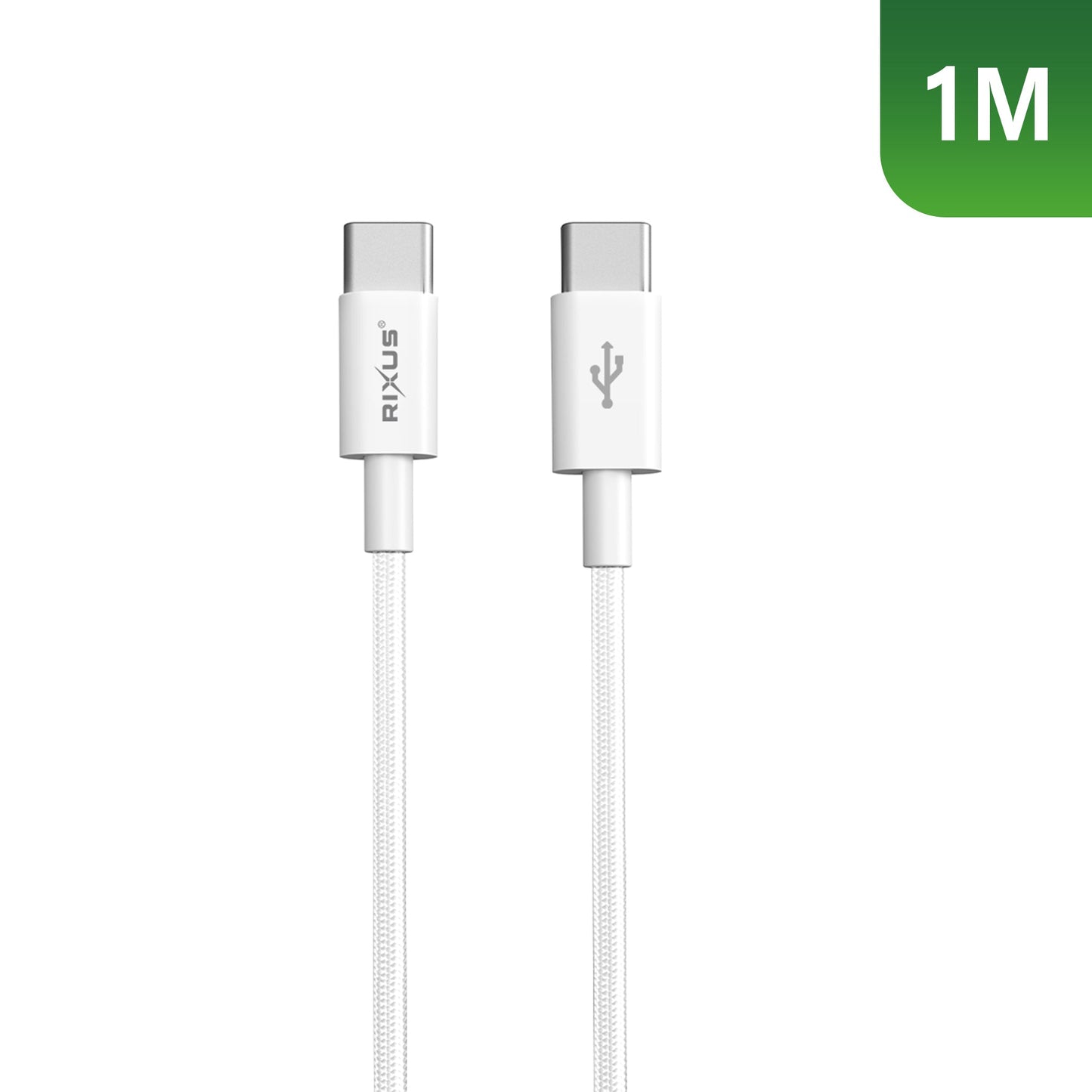 Câble USB-C vers USB-C Tressé Nylon 1m – Blanc