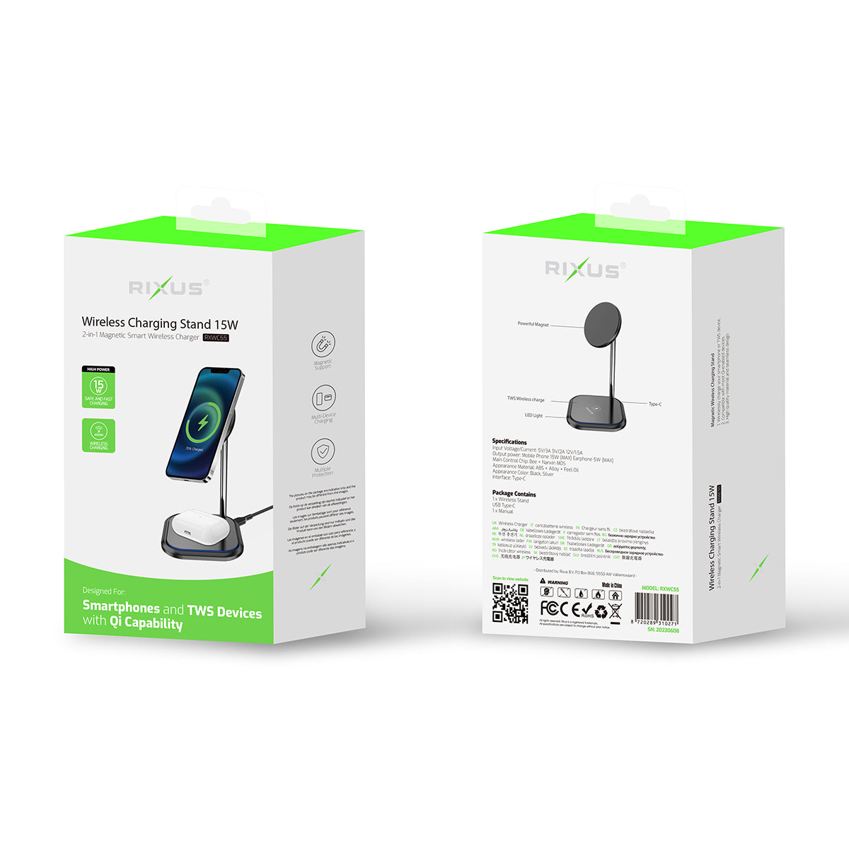 Station de Charge Sans Fil Magnétique Lemobile RXWC55 15W Noir