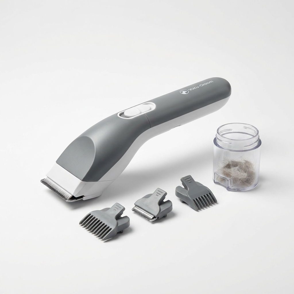 7-in-1 pet grooming kit with built-in hair vacuum, attachments and dust tank
