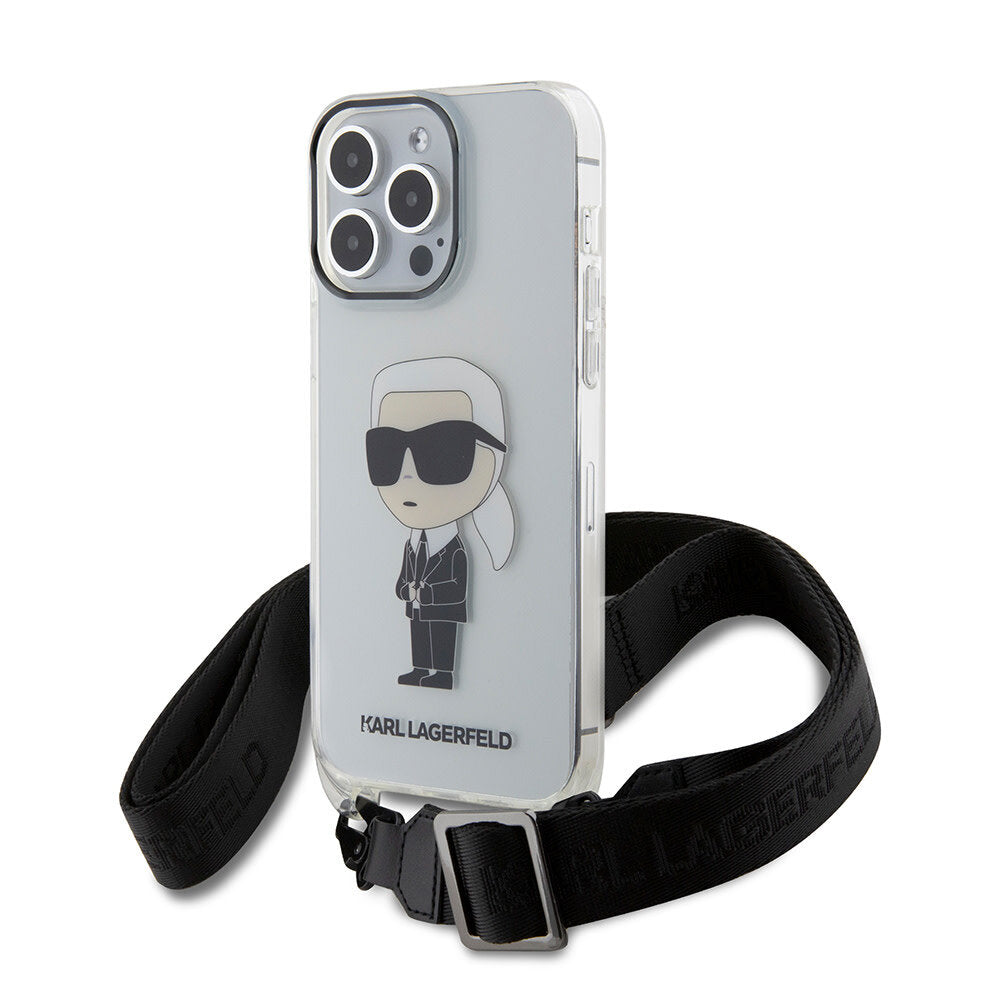 Coque Karl Lagerfeld iPhone 15 Pro Max IML Ikonik Crossbody Transparent