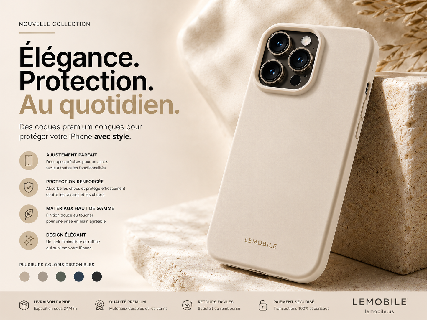 Coques de téléphone colorées en situation - lemobile