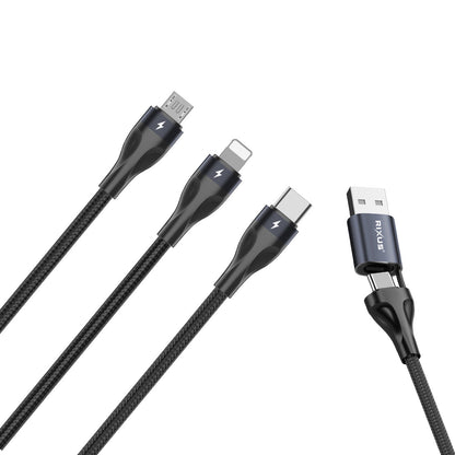 Câble Charge Rapide 3 Connecteurs 120cm Noir