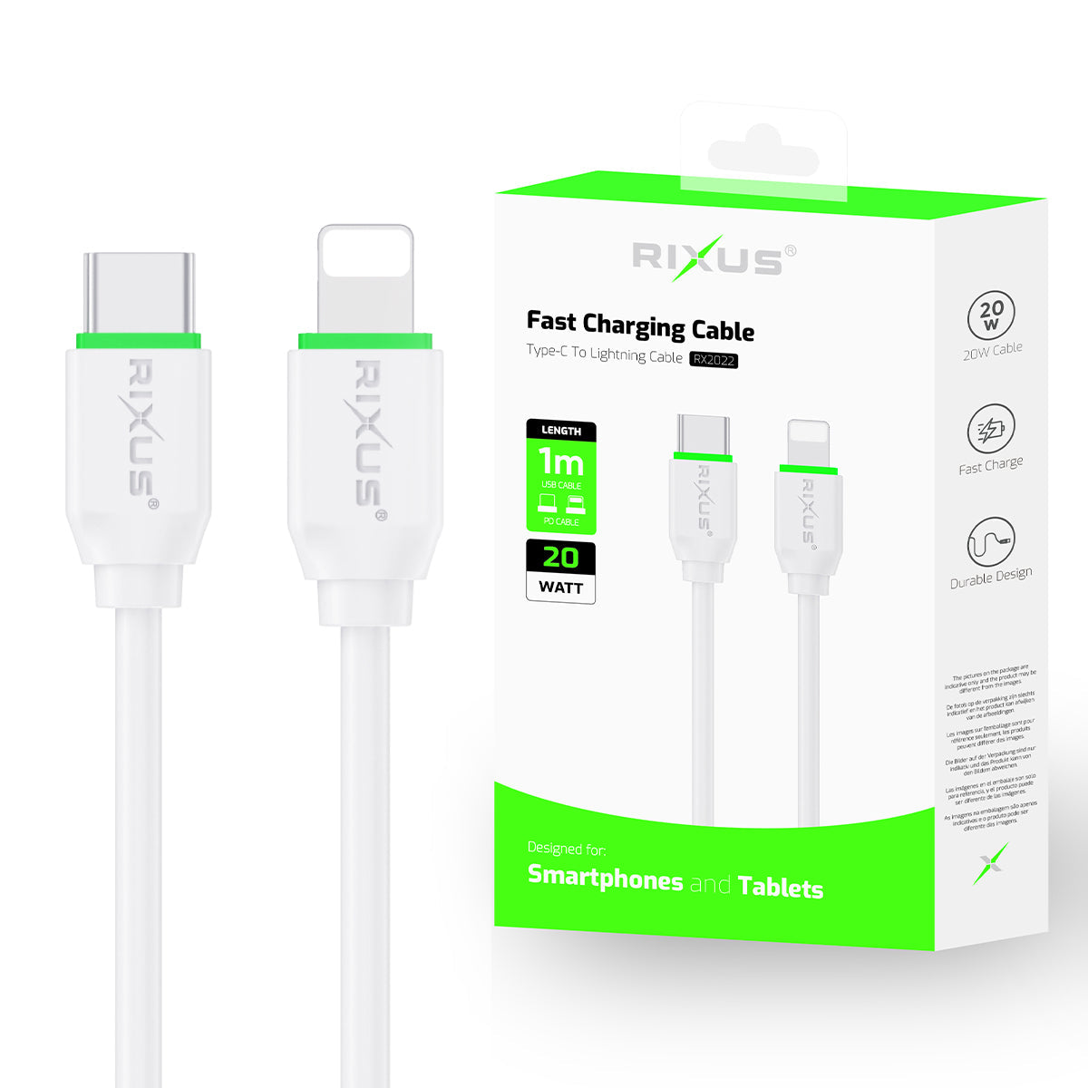 Câble USB-C vers Lightning 1m Charge Rapide