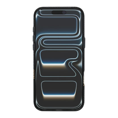 Coque Rixus Alpine motif montagne noir posée sur iPhone 17 Pro