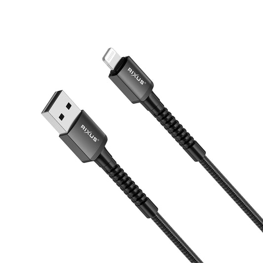 Câble Nylon Tressé Rixus RXU71A USB Lightning Noir