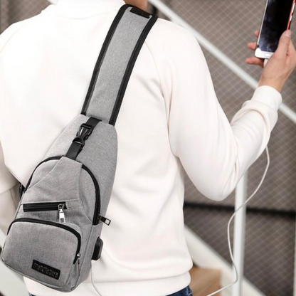 Sac avec Port USB Gris détail