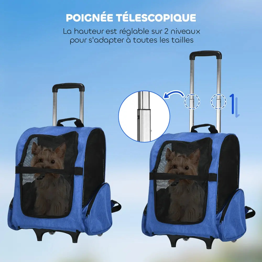 PawHut trolley porté en sac à dos avec chat visible