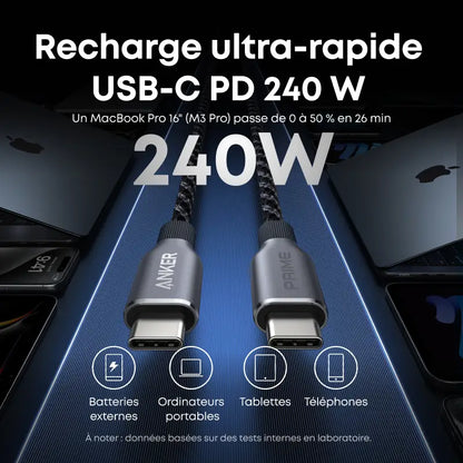 Anker Prime 240W en charge avec un MacBook
