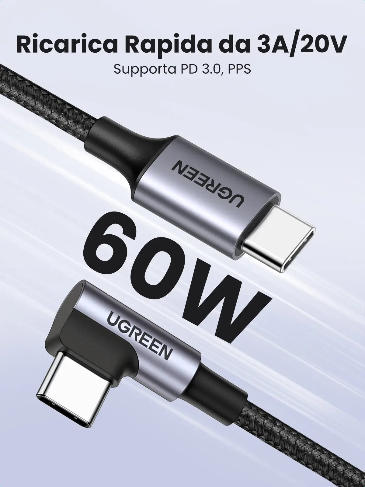 Connecteur coudé 90 degrés UGREEN en utilisation gaming