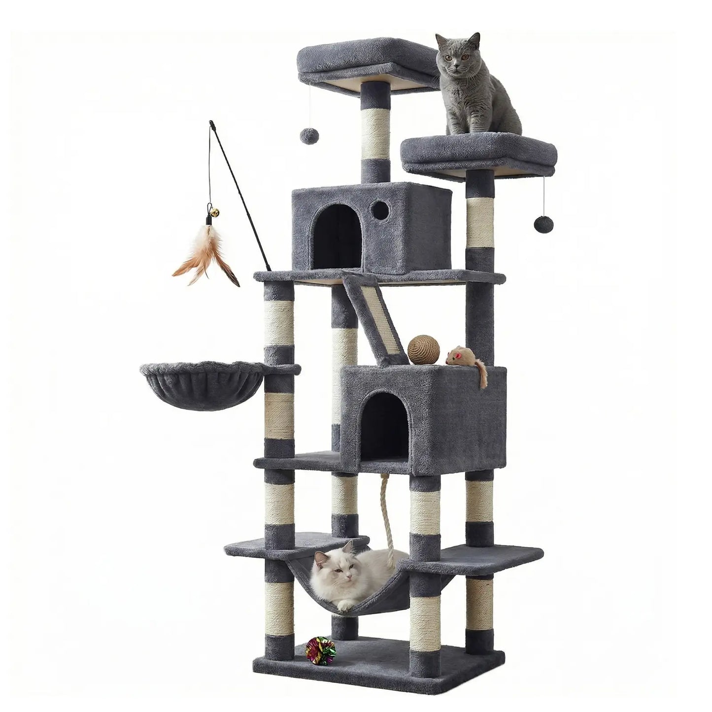 Arbre à chat JOYFURNOS 168 cm gris foncé avec griffoirs sisal