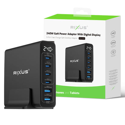 Chargeur GaN 240W Écran Digital – Noir