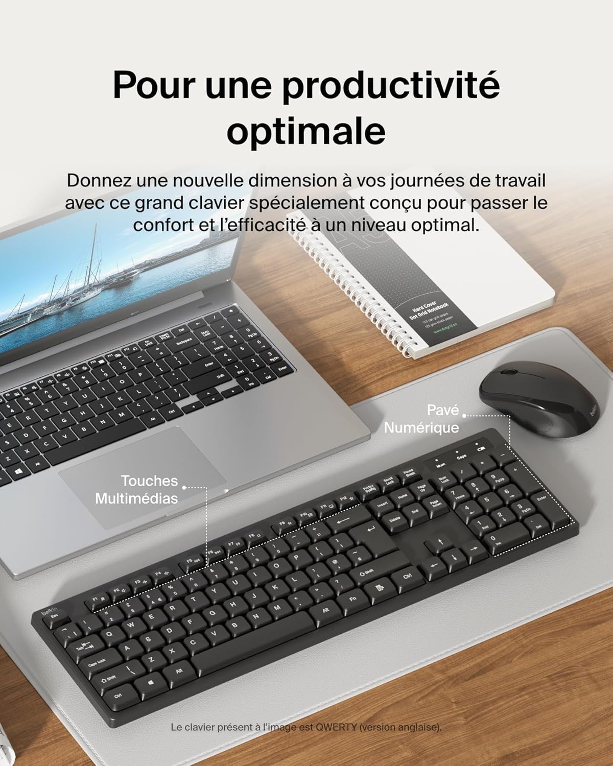BELKIN Pack Clavier AZERTY + Souris (Sans Fil)