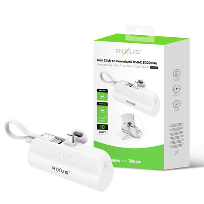 Mini Powerbank Click-On USB-C 5000mAh Blanc