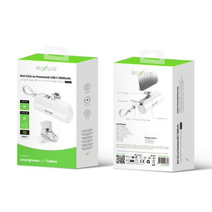 Mini Powerbank Click-On USB-C 5000mAh Blanc