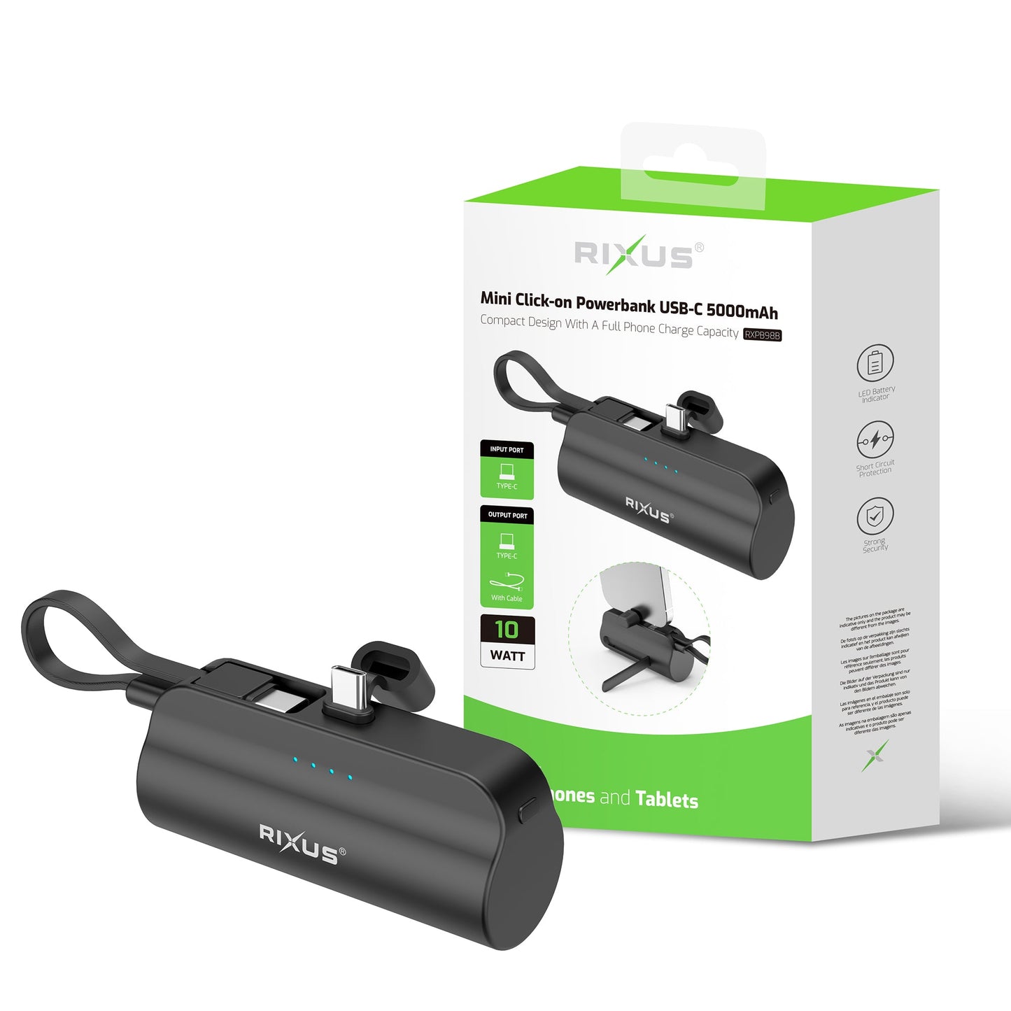 Mini Powerbank Click-On USB-C 5000mAh Noir