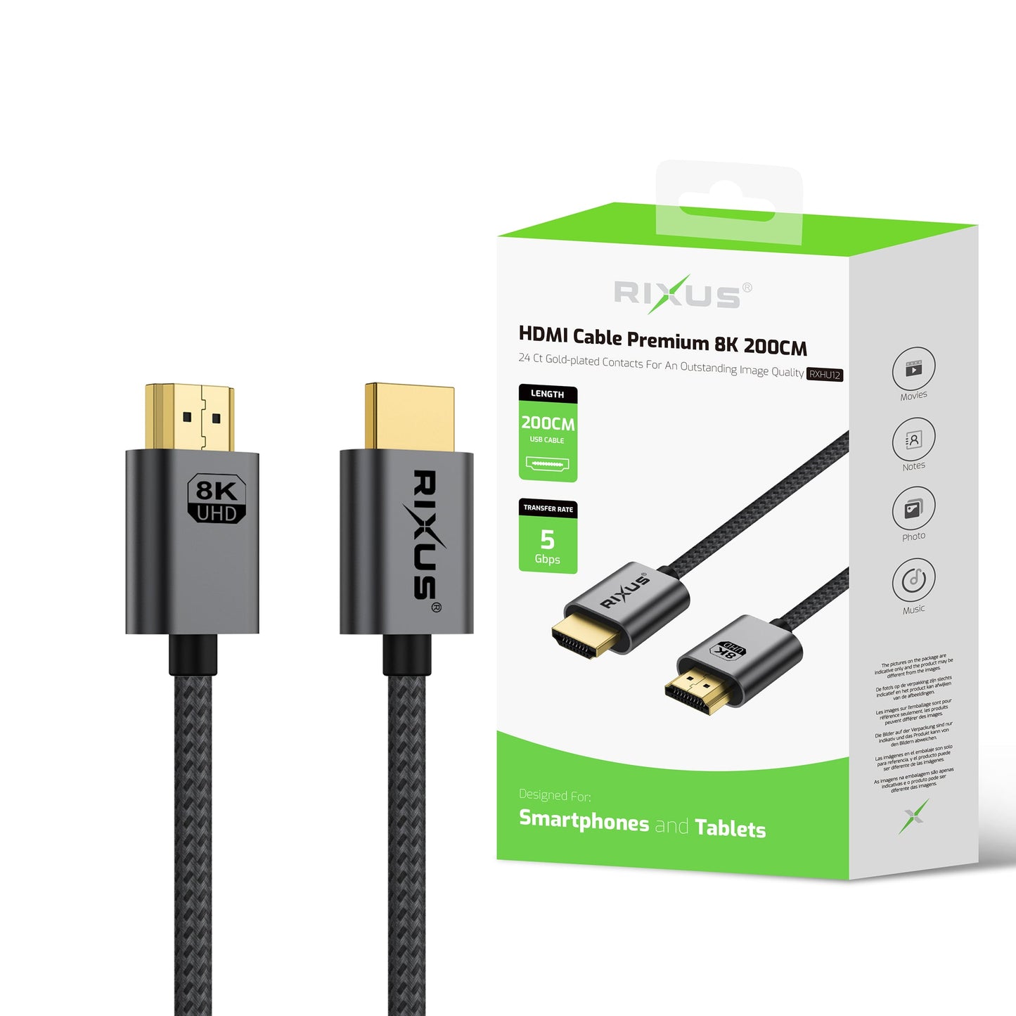 Câble HDMI 8K 2m Gris