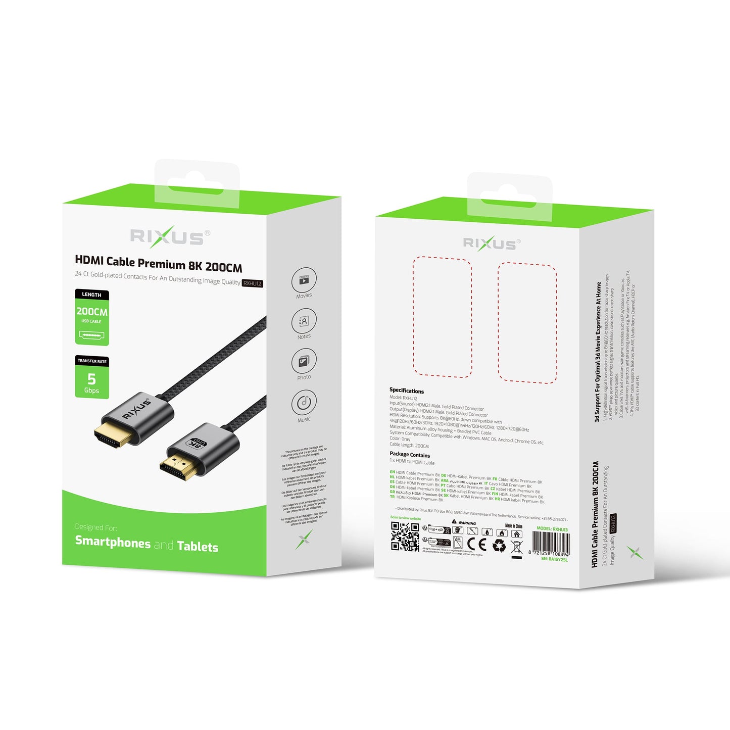 Câble HDMI 8K 2m Gris