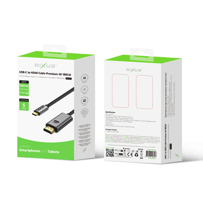 Câble USB-C HDMI 4K 1.8m Gris
