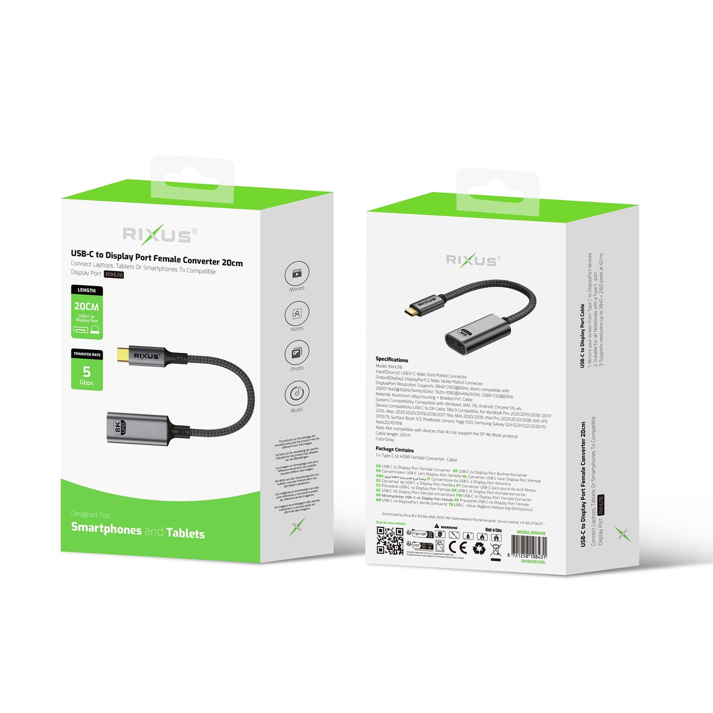 Convertisseur USB-C DisplayPort Femelle 20cm