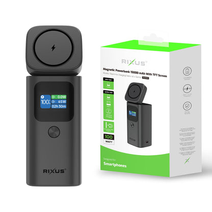 Powerbank Magnétique 15000mAh 100W Écran TFT Gris