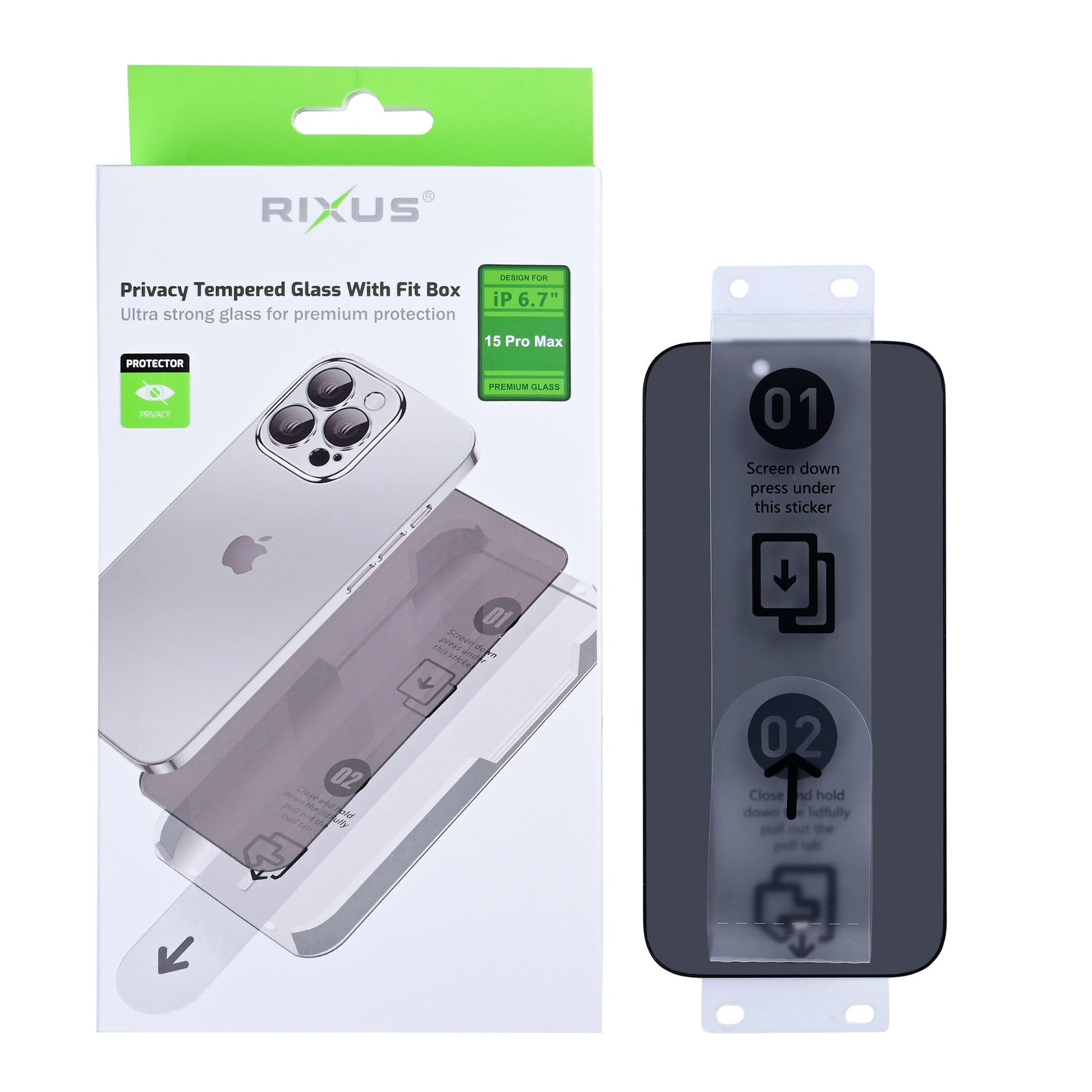 Verre Trempé Rixus Privacy – iPhone 15 Pro Max