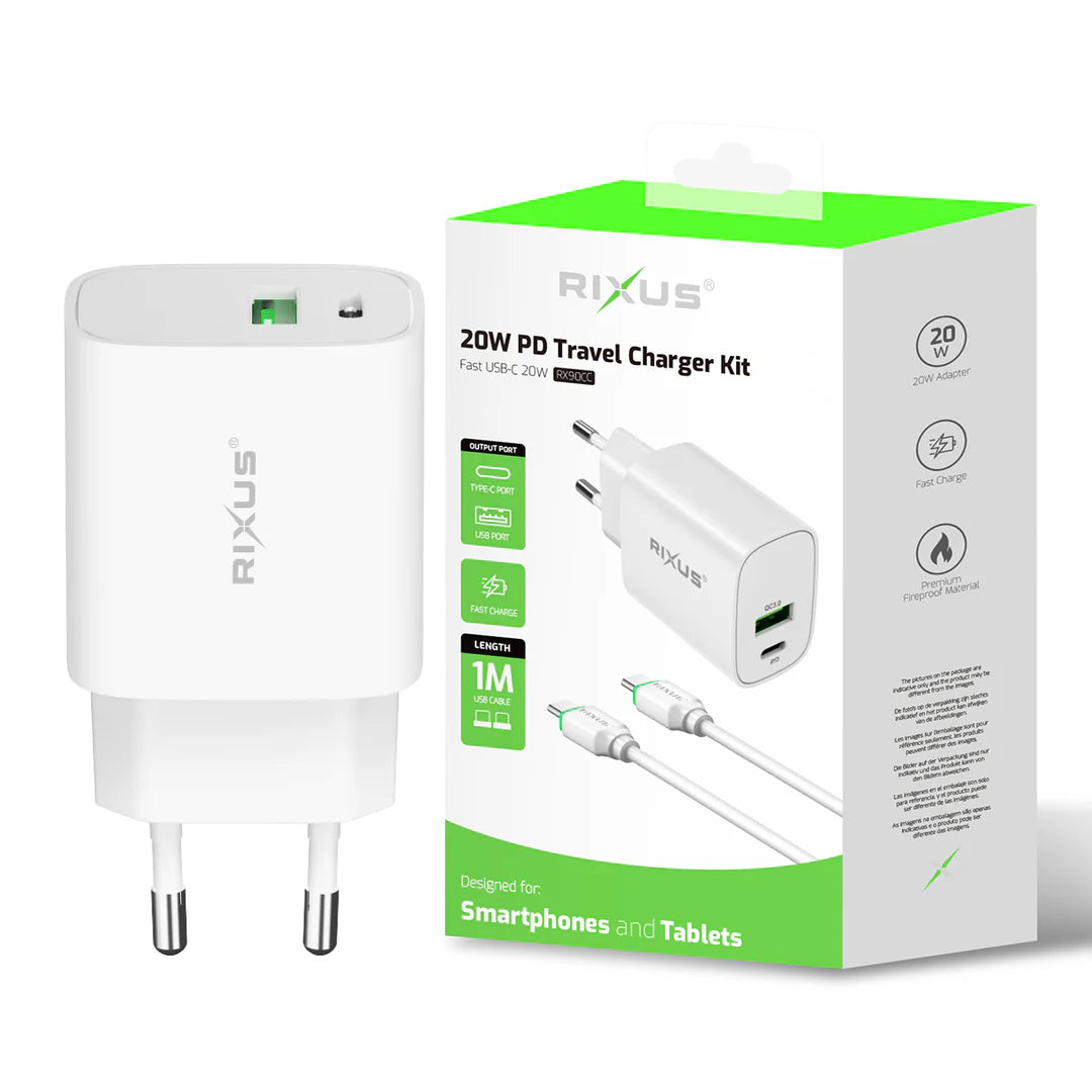 Chargeur 20W + Câble USB-C 1m – Blanc