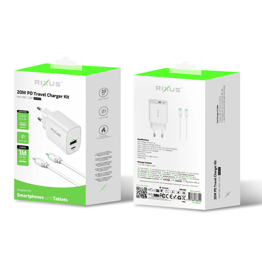 Chargeur 20W + Câble USB-C 1m – Blanc
