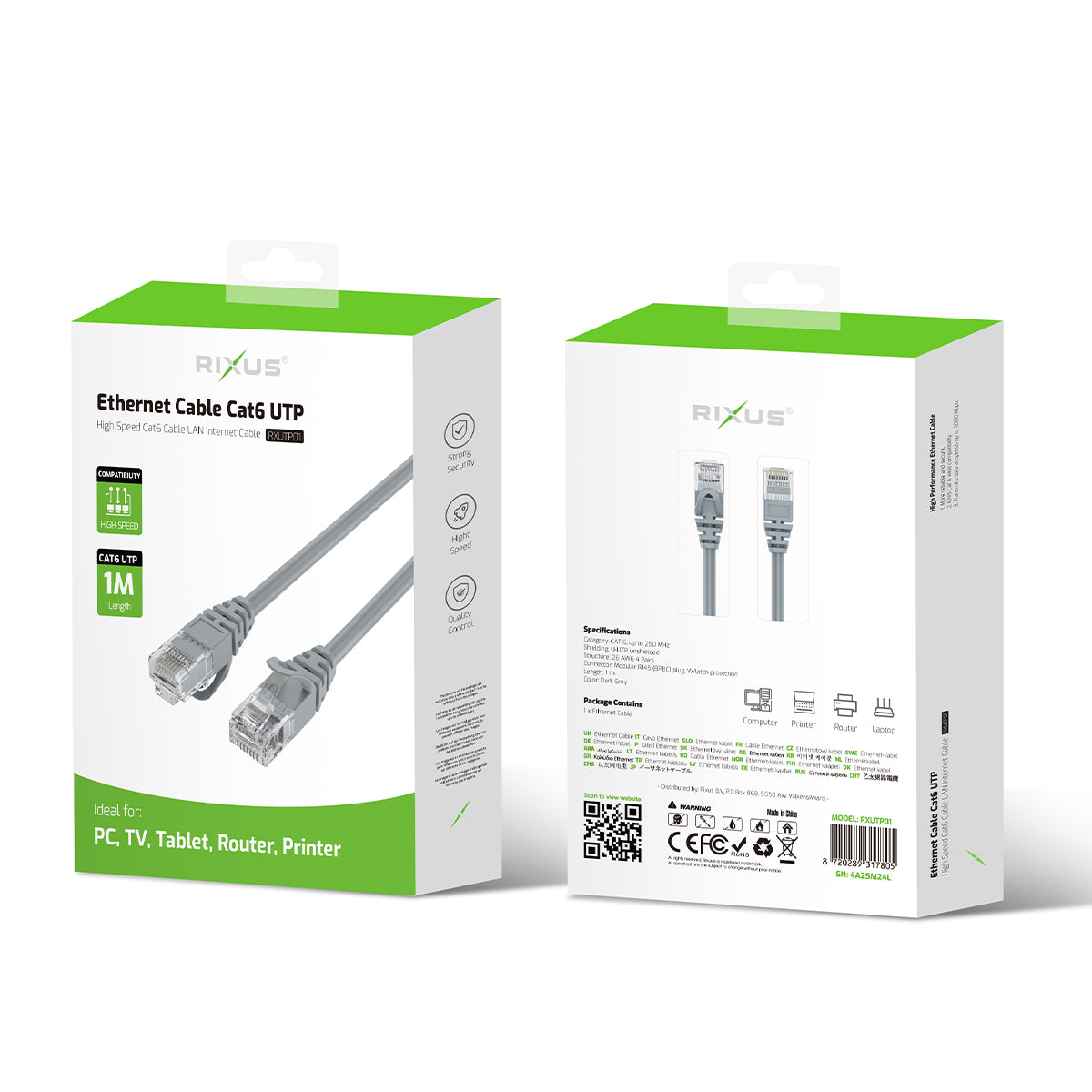 Câble Ethernet Cat 6 UTP 1m