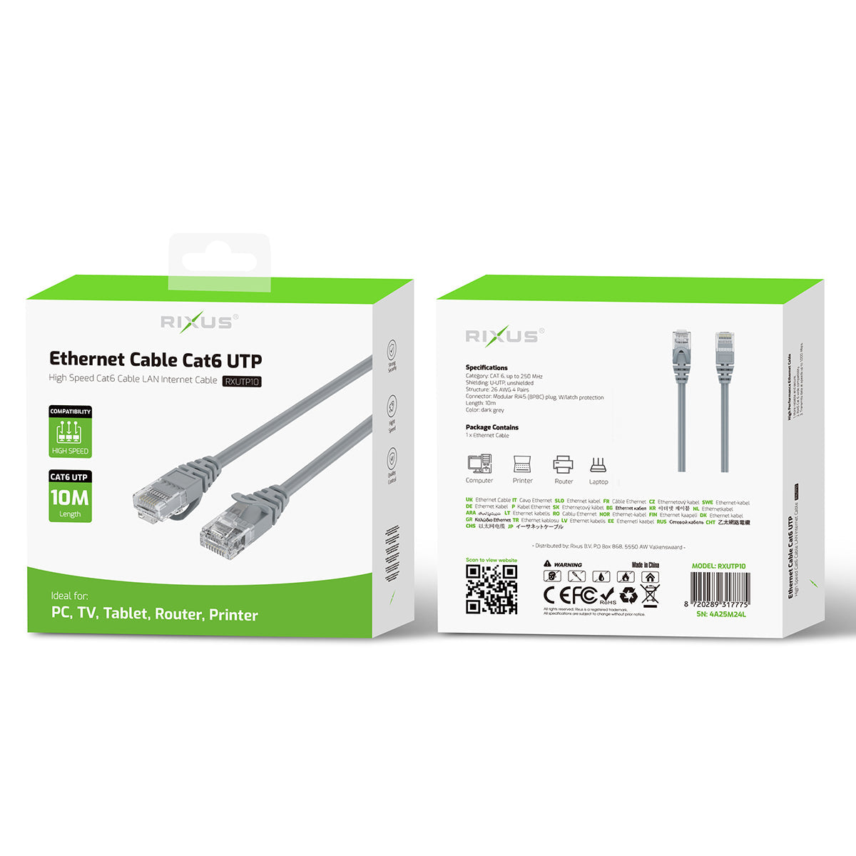 Câble Ethernet Cat 6 UTP 10m