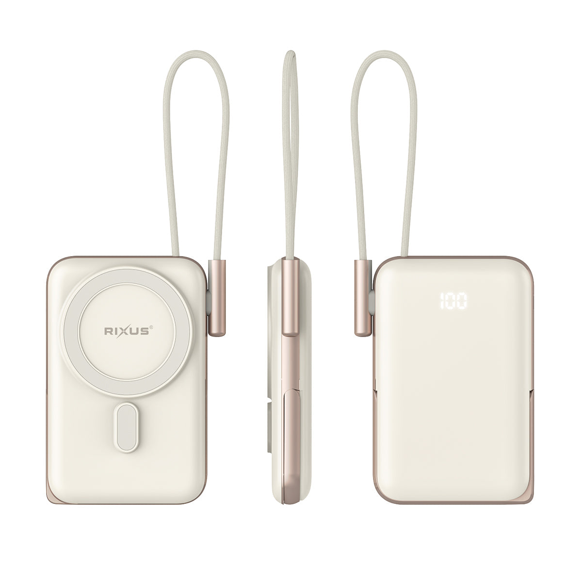 Powerbank Magnétique 10000mAh Câble USB-C Or Rose