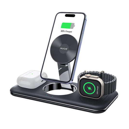 Station Chargeur 3-en-1 Téléphone Montre AirPods Noir