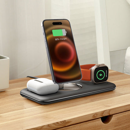 Station Chargeur 3-en-1 Téléphone Montre AirPods Noir
