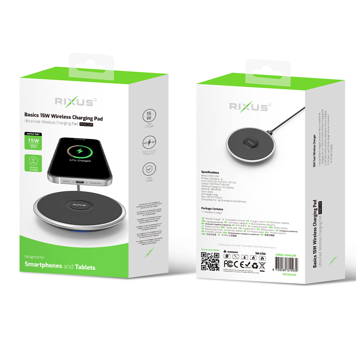 Pad Chargeur Sans Fil Basics 15W Noir