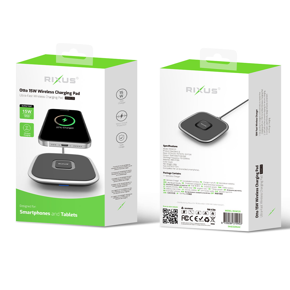 Pad Chargeur Sans Fil Otto 15W Noir