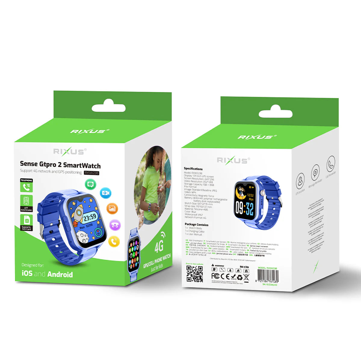 Montre connectée Rixus Sense GTpro 2 — GPS + SIM