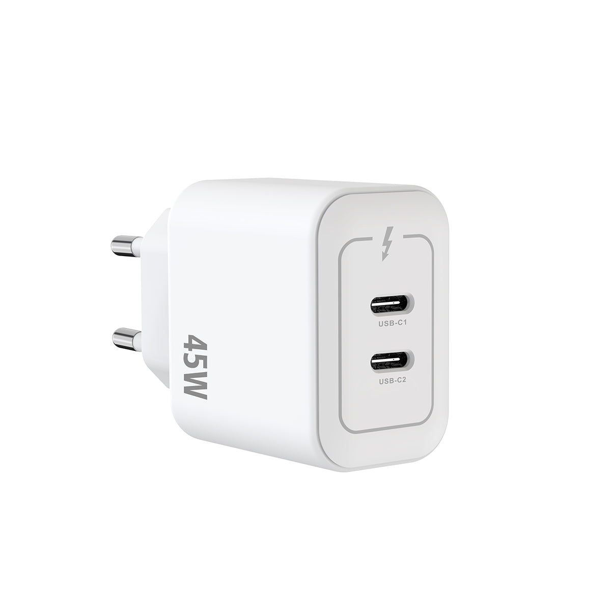 Chargeur GaN Double USB-C 45W – Blanc