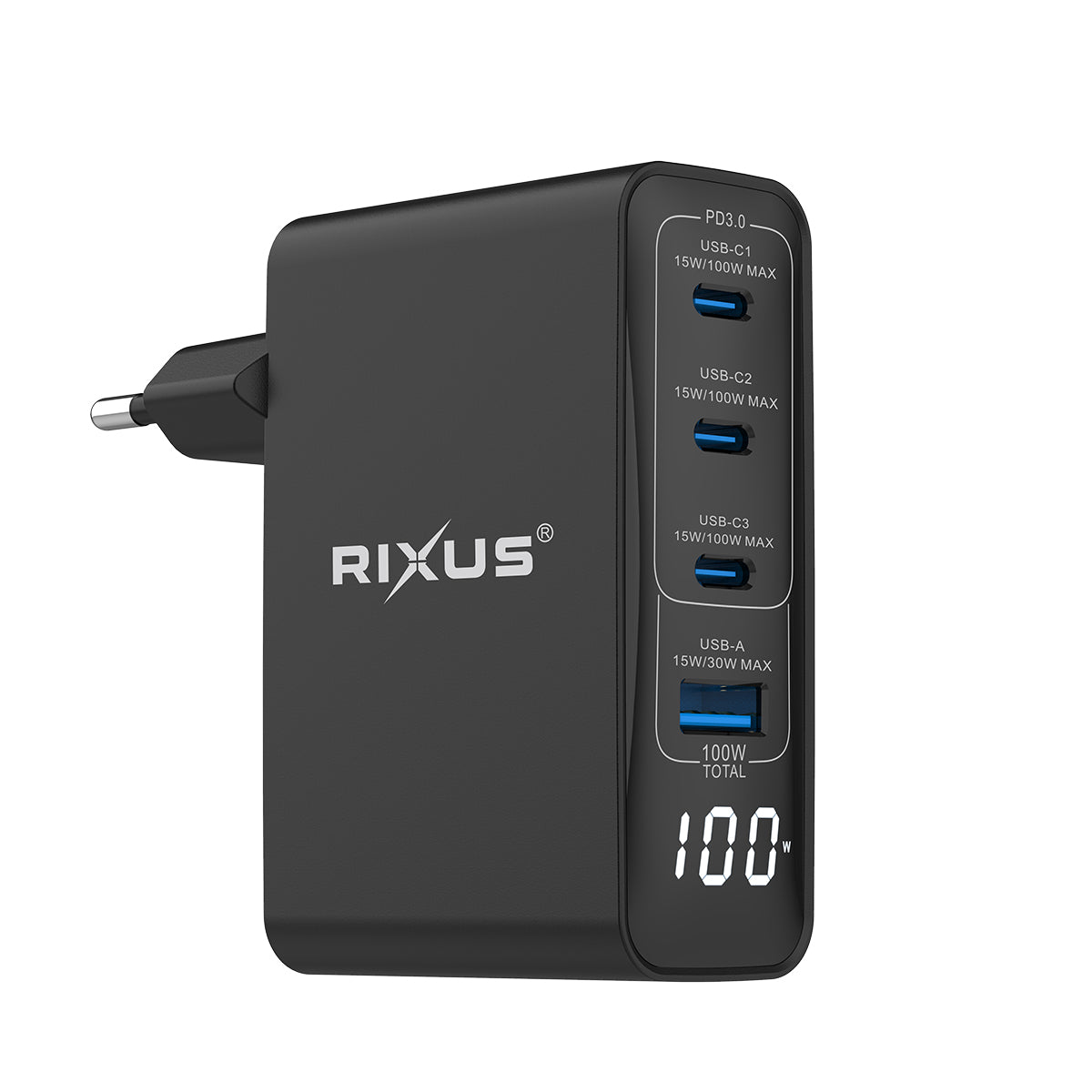 Chargeur GaN 100W Écran Digital – Noir