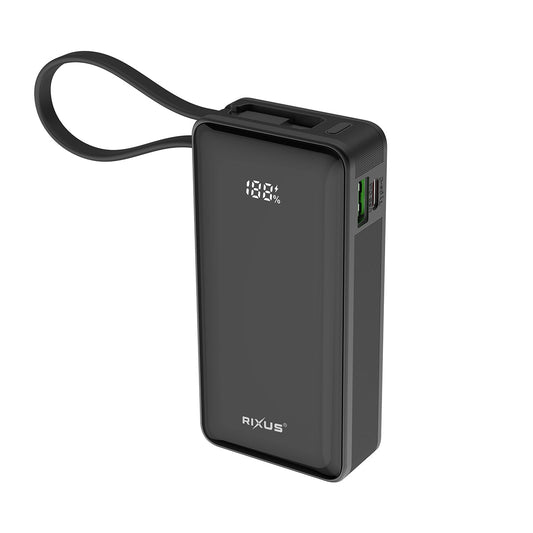 Powerbank 10000mAh Dragonne Câble Intégré Noir