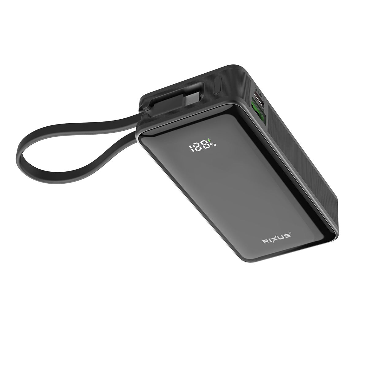 Powerbank 10000mAh Dragonne Câble Intégré Noir
