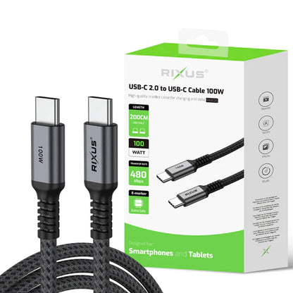 Câble USB-C vers USB-C 2m 100W – Gris Sidéral