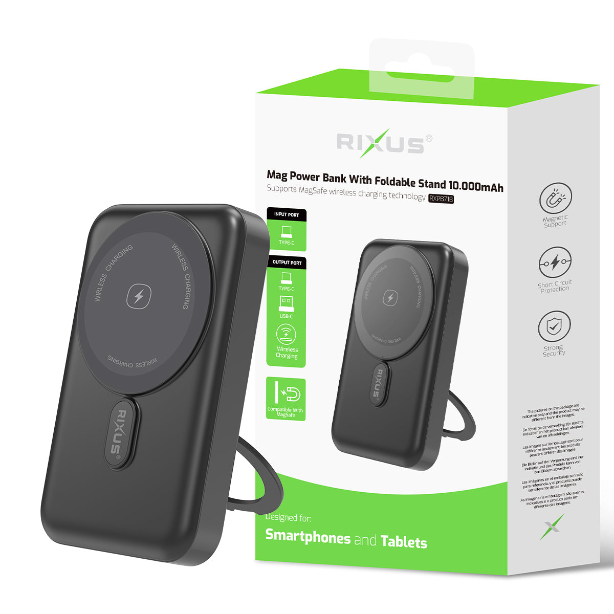 Powerbank MagSafe 10000mAh Support Pliable Noir
