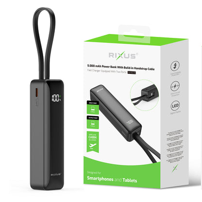 Powerbank 5000mAh Câble USB-C Intégré Écran Digital