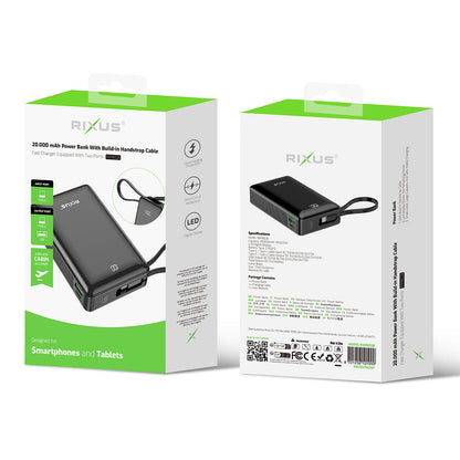 Powerbank 20000mAh Câble USB-C Intégré Écran Digital