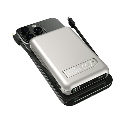 Batterie Externe MagSafe Lemobile RXPB76A 10000mAh Câble Intégré Argent
