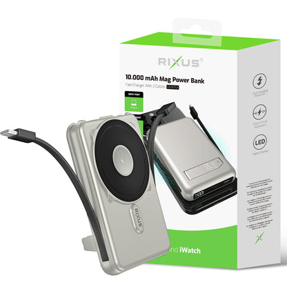 Powerbank MagSafe 10000mAh Câble Intégré Argent