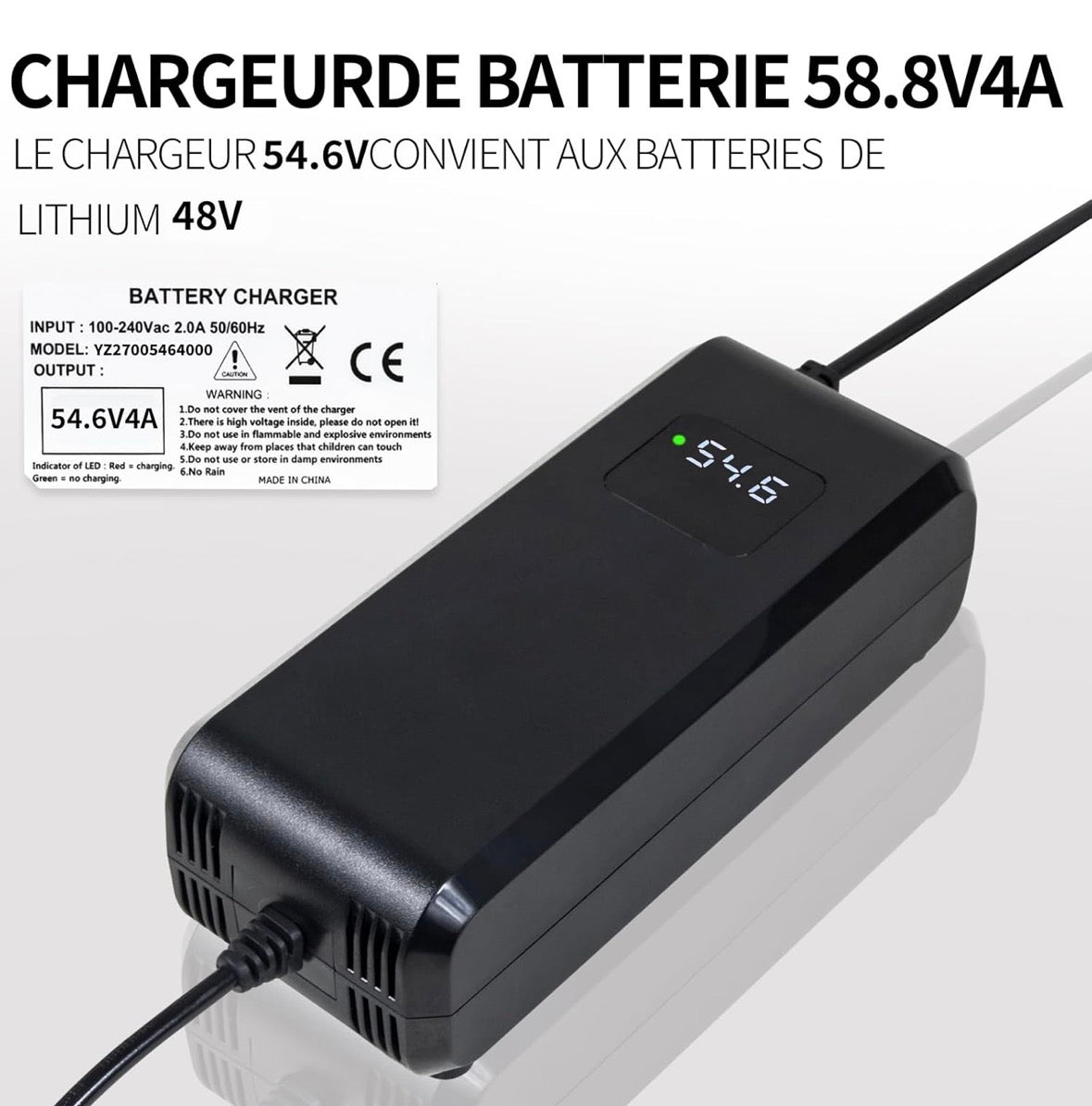 Chargeur trottinette Batterie 54.6V 4A